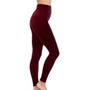 Spanx Womens Velvet Leggings Size  Medium Maroon Rich Burgundy High Rise